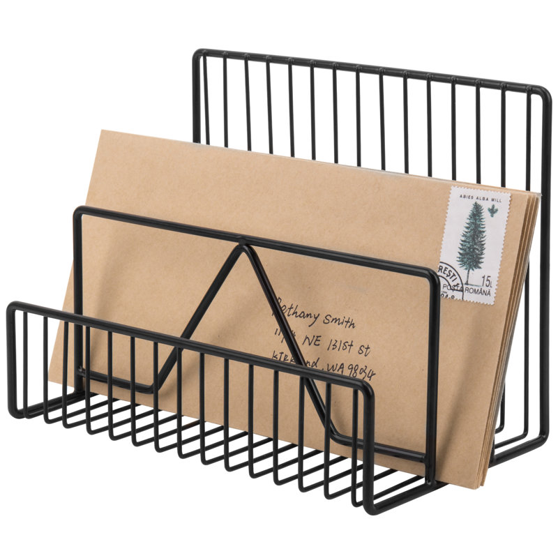 Koemi Metal 3-Slot Desktop Mail File Organiser, Black
