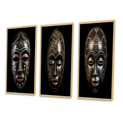«Ethnical Traditional African Mask II», 3 pièces sur toile