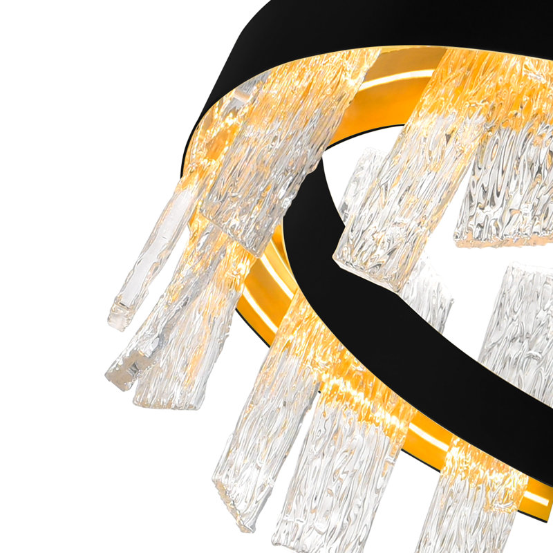 Lustre noir 24 po à DEL, Noir, H 14 po x l 24 po x P 24 po