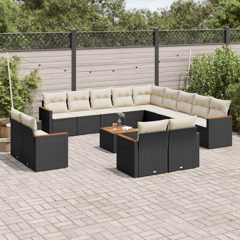 Ensemble de canapé de jardin Vidaxl, Blanc, Noir