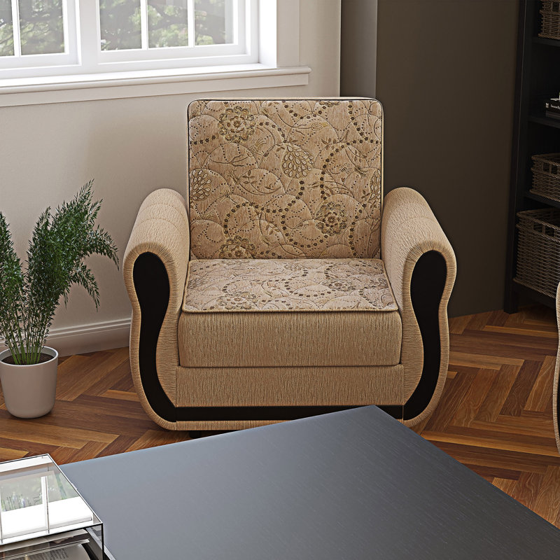 Fauteuil rembourré convertible avec rangement, Beige