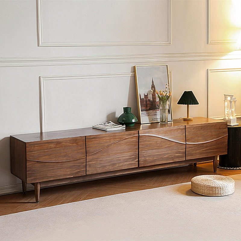 Meuble télé moderne en bois massif brun, H 21,26 po x L 78,74 po x l 17,32 po