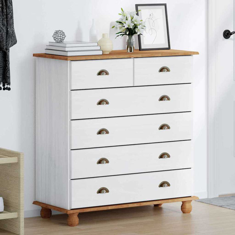  Chest Of Drawer Solid Pine Wood, White