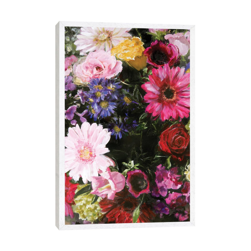 Dark Blossom - Painting on Canvas, White Framed, 66.04cm H x 45.72cm W x 3.81cm D