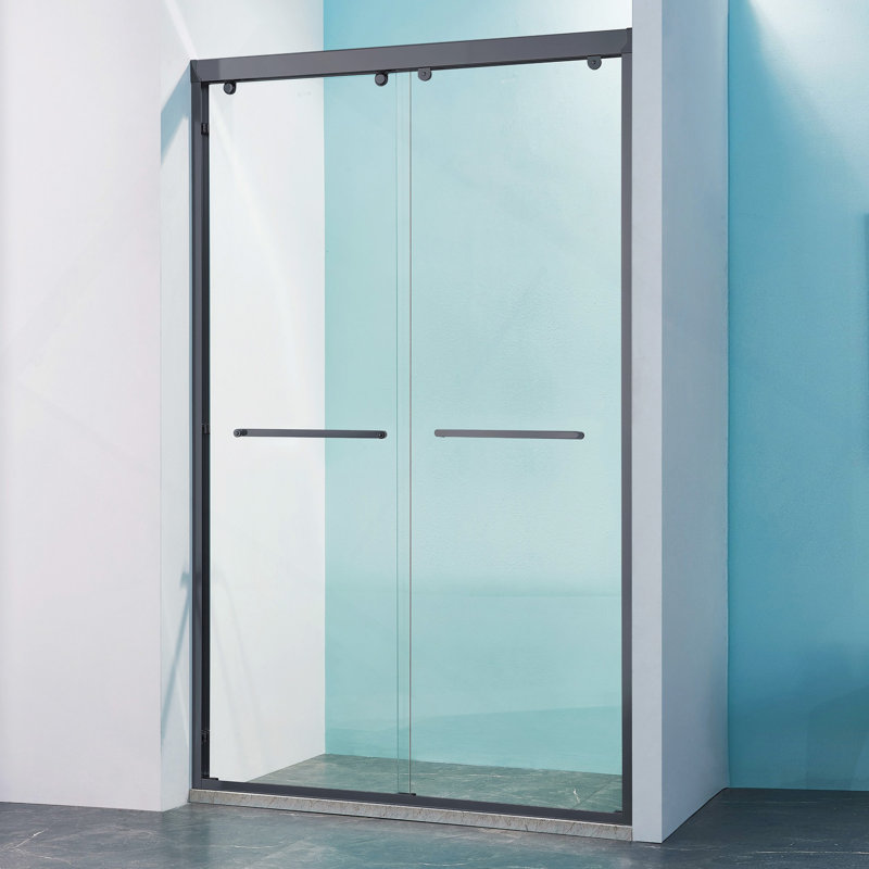 Double Sliding Shower Door, Aluminium Alloy Frame, 5/16" (8Mm) Thick SGCC Tempered Clear Glass.