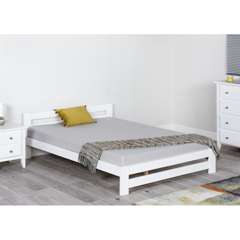 Nikolas Solid Wood Bed, Small Double (4'), White