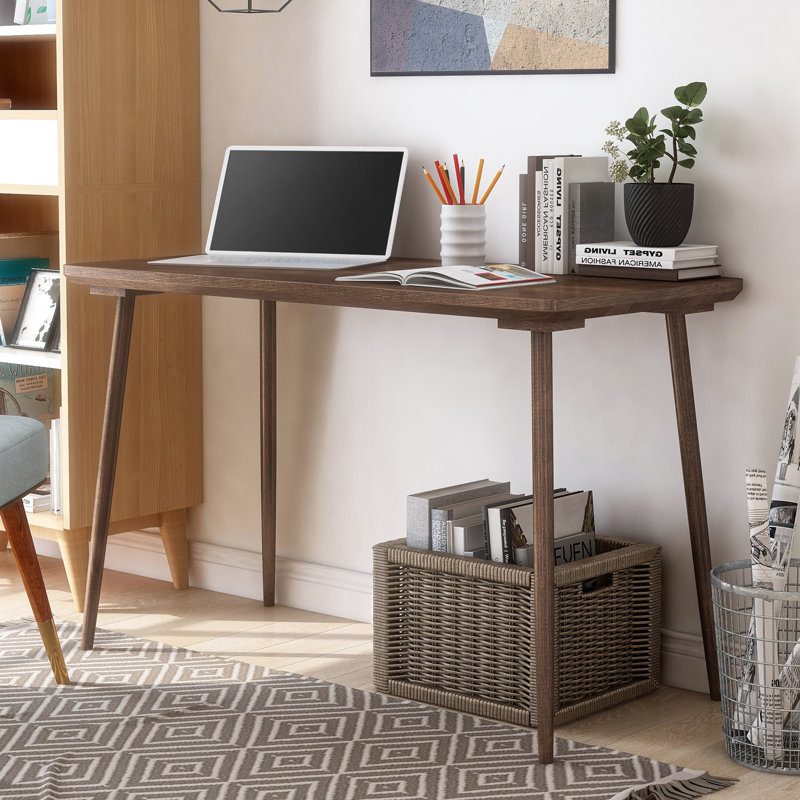 Schmeling Solid Wood Base Writing Desk, Walnut Oak