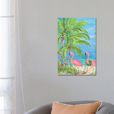 " Flamingo Christmas II " by Julie Derice Painting Print