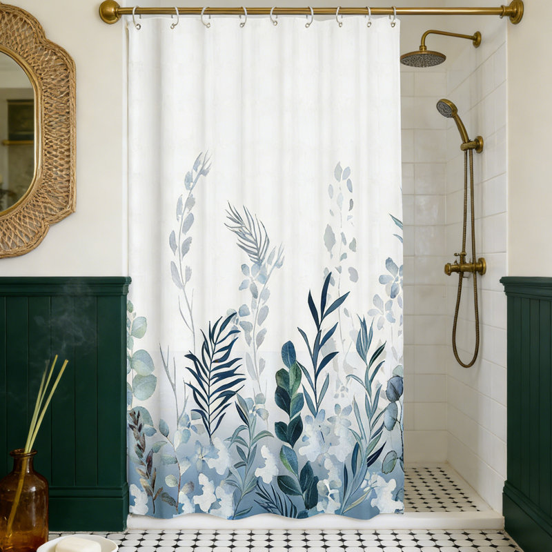 Ensemble de rideau de douche Leaves, 70 po H x 59 po L