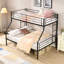 Lit superposé simple au-dessus d'un lit double, aucun sommier nécessaire, grand rangement sous le lit, assemblage facile-899407173