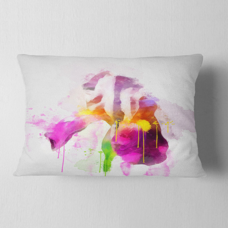 Coussin décoratif imprimé floral mauve