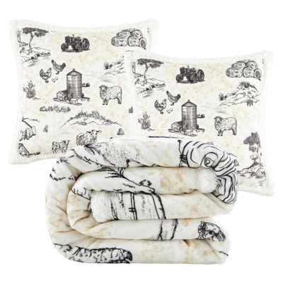 Ensemble de 2 jetés Campfire Sherpa Western Southwestern Lodge