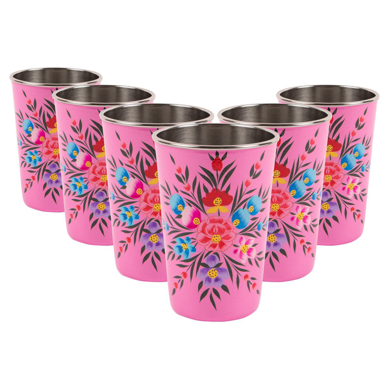 Ocean Pansy 400Ml Stainless Steel Picnic Tumblers - Pack Of 6 - By BillyCan, Raspberry, 400 ml.