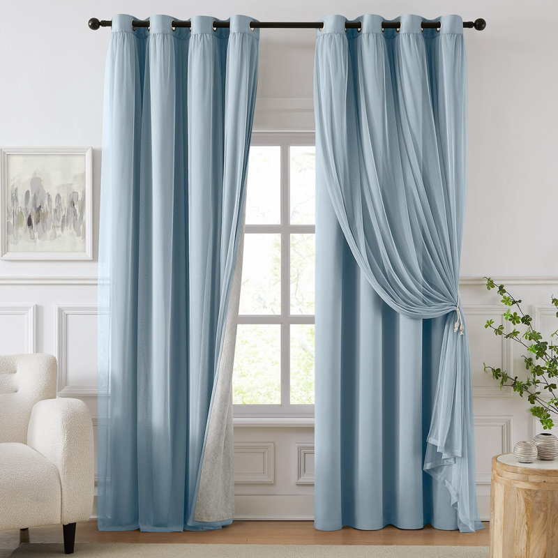 Double Layer Blue Curtains