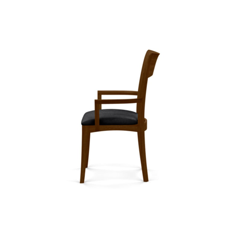 Ingrid Upholstered Arm Chair, Natural Walnut, Microseude Onyx