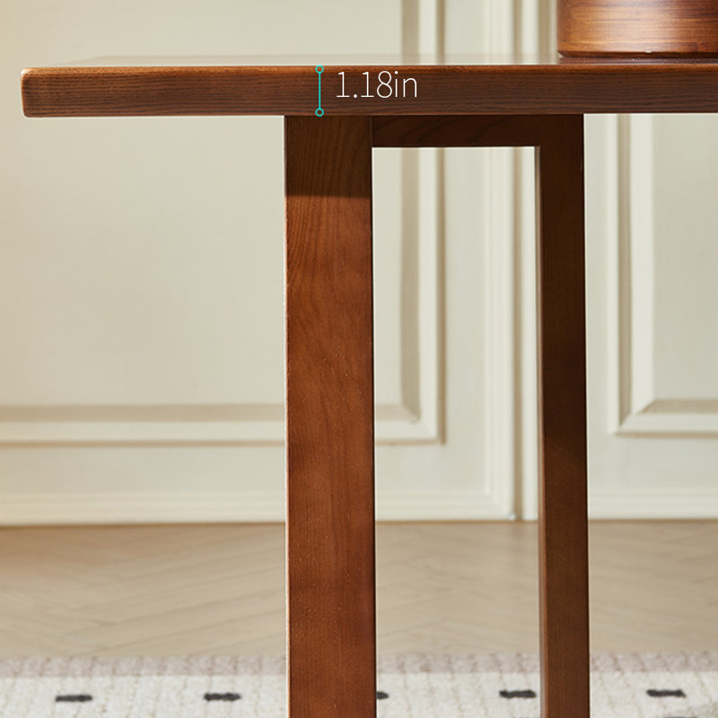 Rattan solid wood dining table, 29.13"H x 94.49"L x 33.46"W