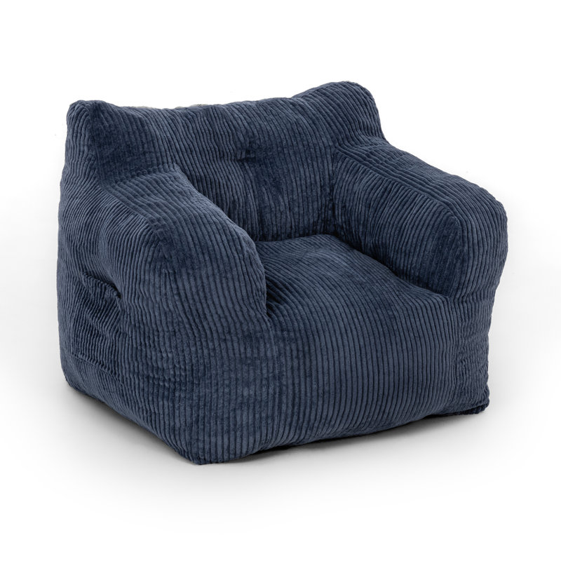 Colman  Foam Filled Bean Bag Sofa Corduroy Lazy Sofa, Blue Corduroy