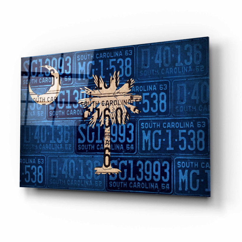 Drapeau de South Carolina State sur plastique / acrylique par Design Turnpike, H 12 po x l 16 po x P 0,13 po