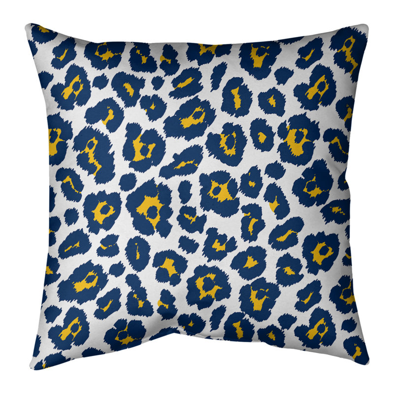 Housse de coussin carrée, Polyester filé, 20 po X 20 po, Blanc / Bleu / Jaune