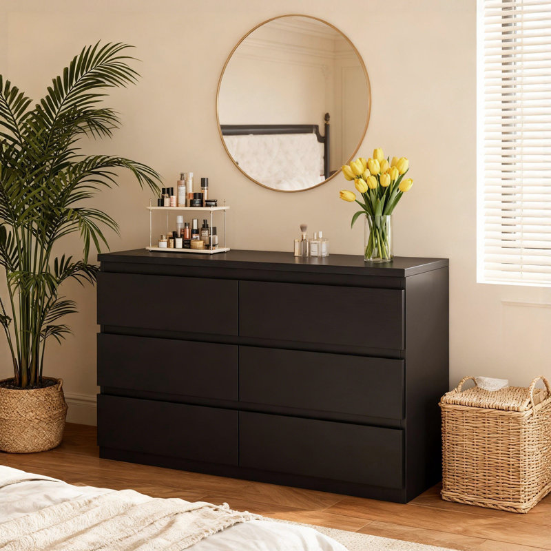 Commode double l 47,2 po Lanham, Noir, noir, noir, noir