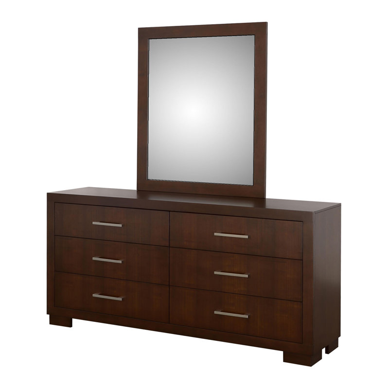 Commode 6 tiroirs avec miroir cappuccino