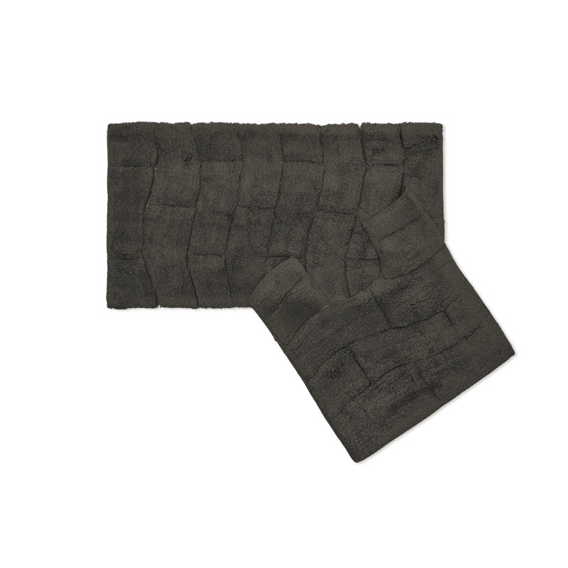 Bombay Cotton Non-Slip Bath Rug Set, Grey