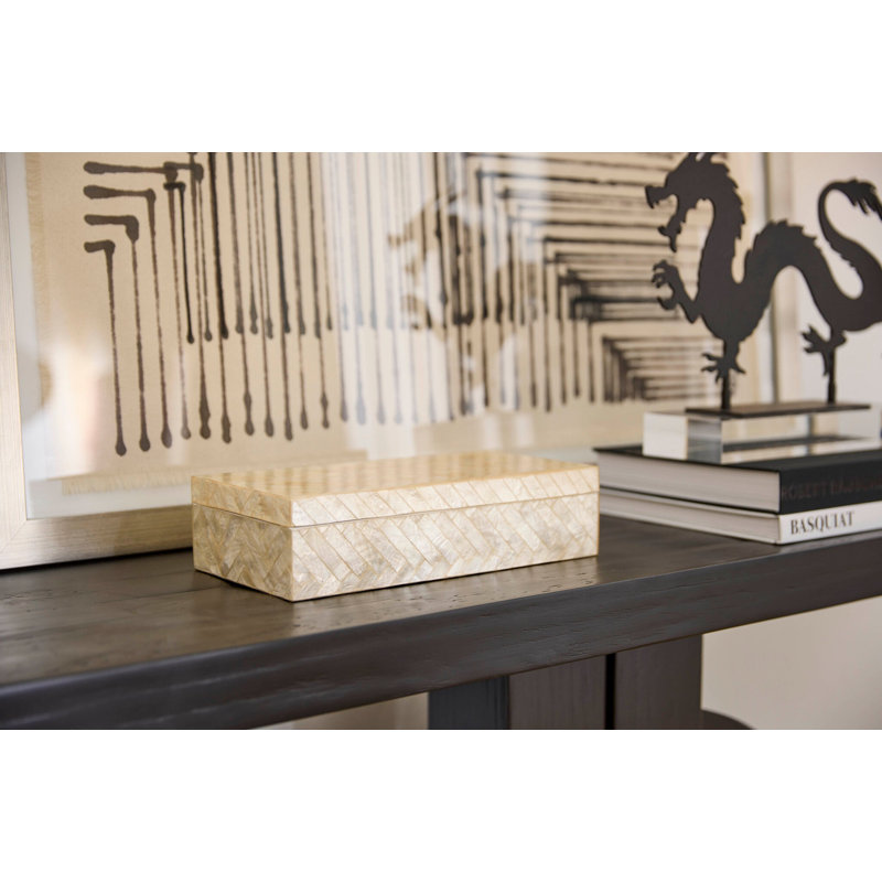 Triton Decorative Box, 3" H x 12.25" W x 6.25" D, Pearl