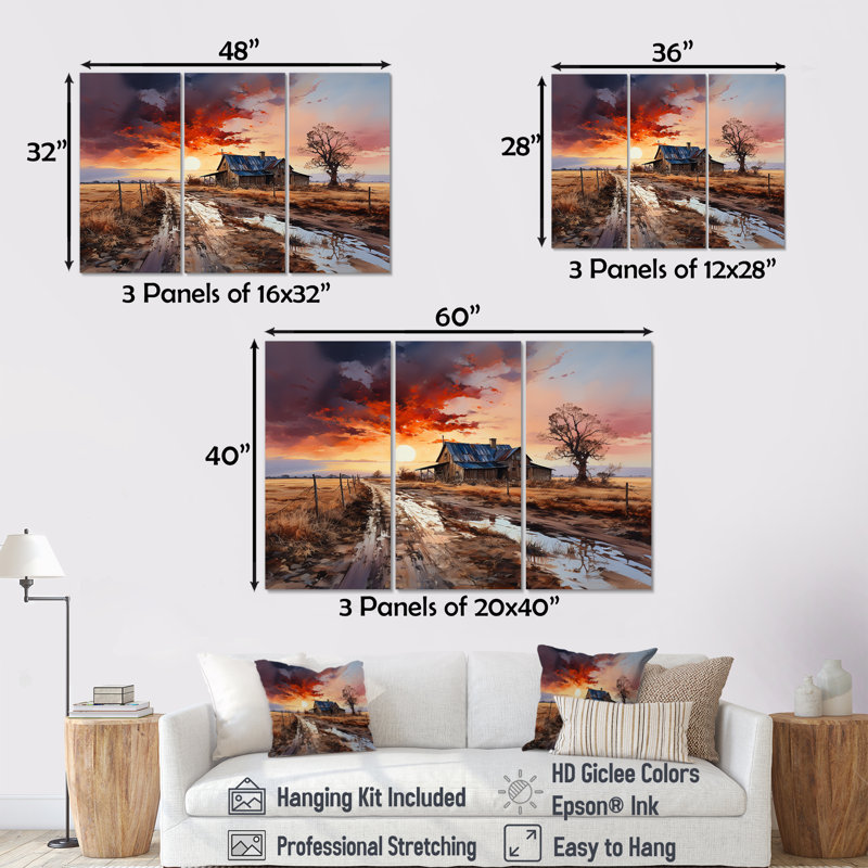 Sunrise Countryside Farm Unveiled II - Farm Wall Decor Set, 28" H x 36" W x 1" D