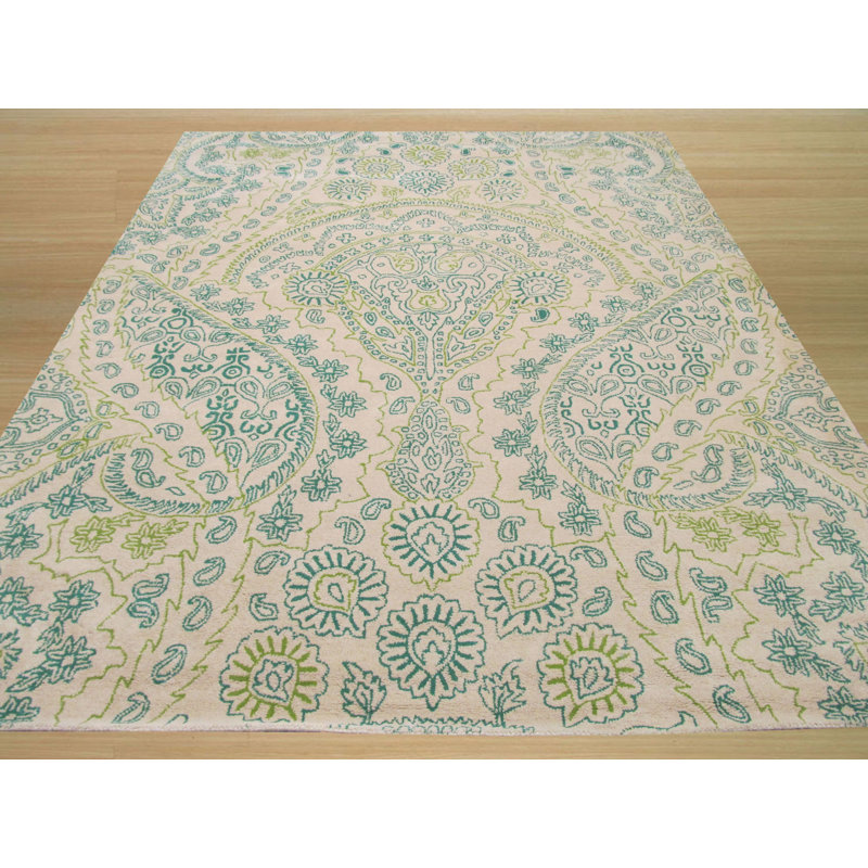 Magnifique tapis transitionnel en laine touffeté à la main, Rectangle de 5 pi x 8 pi