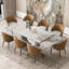 Table de salle à manger extensible de 63 po à 94,5 po pour 8 à 10 personnes avec plateau en pierre frittée et base en U en acier inoxydable-1185504031