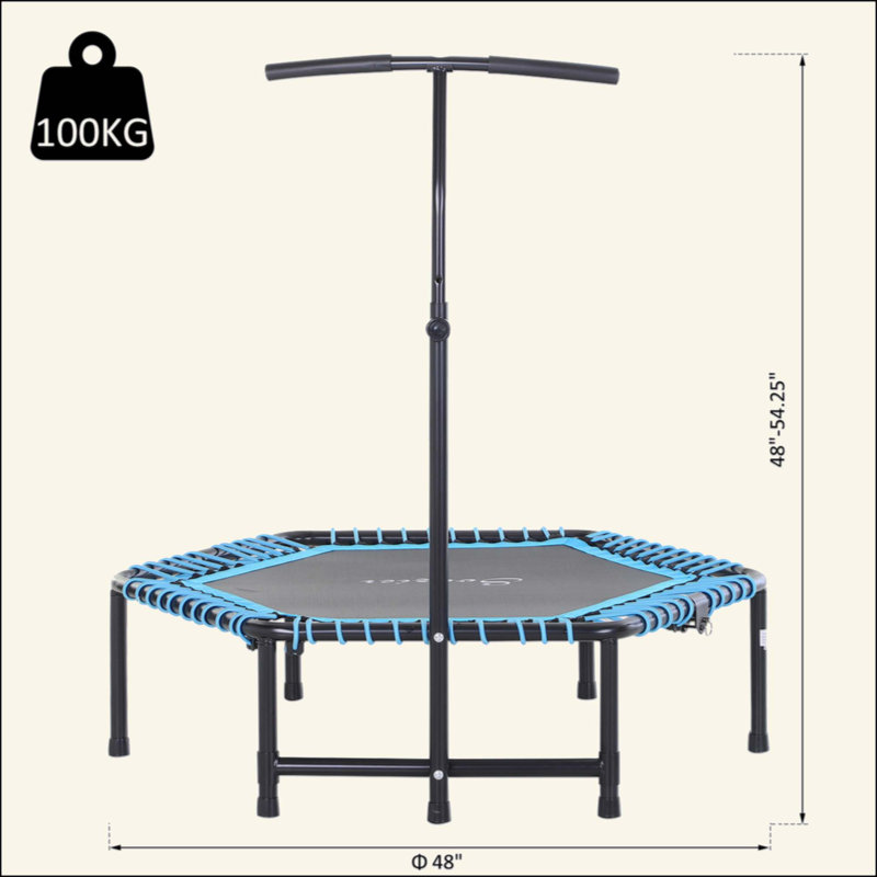 Trampoline d'exercice, rebondisseur portable pliable