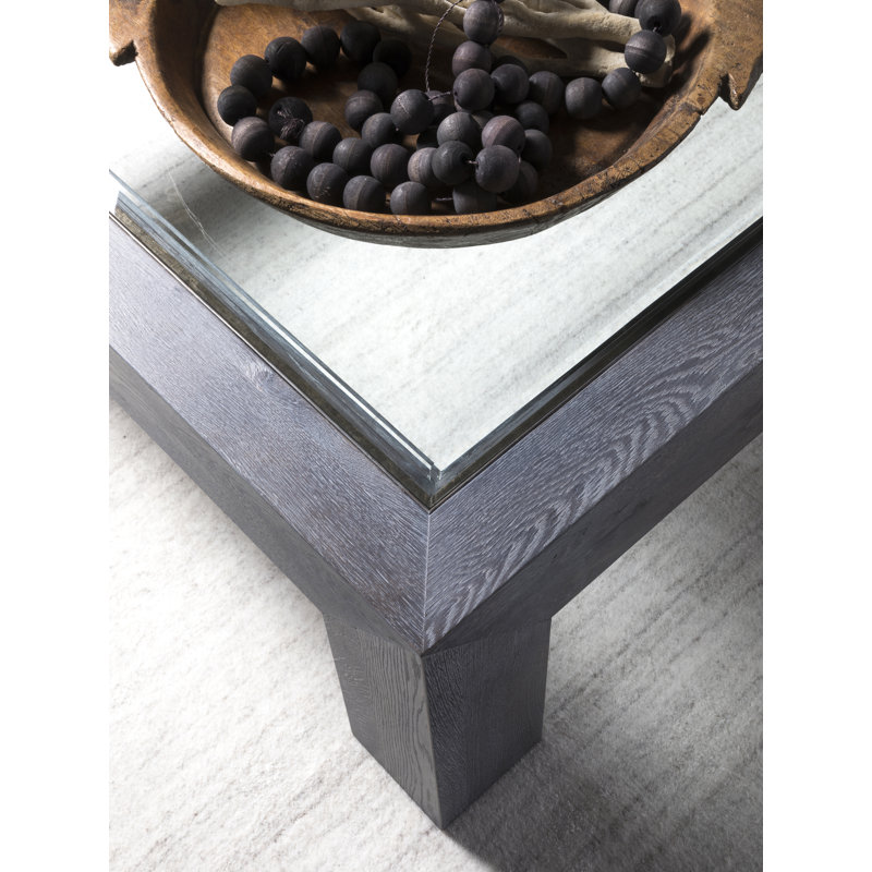 Rustic Barnyard Oak 44'' Square Cocktail Table with Tempered Glass