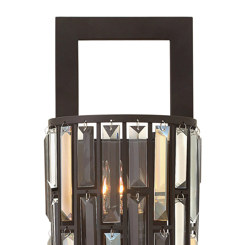 Vintage Bronze Dual-Light Candelabra Sconce with Amber Prism Accents