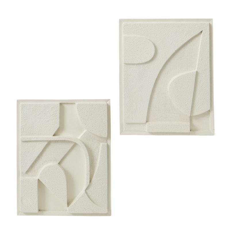 White Ceramic Oneiro Wall Art with Carved Relief