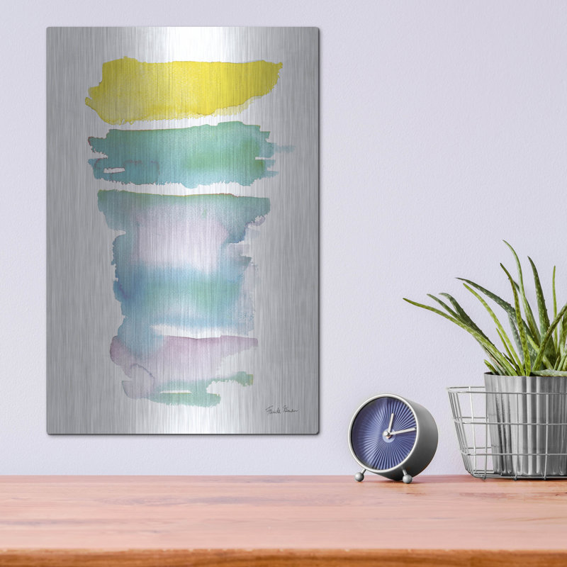  «Sideway 1 Pastel» par Farida Zaman, art mural en métal, 12 po x 16 po