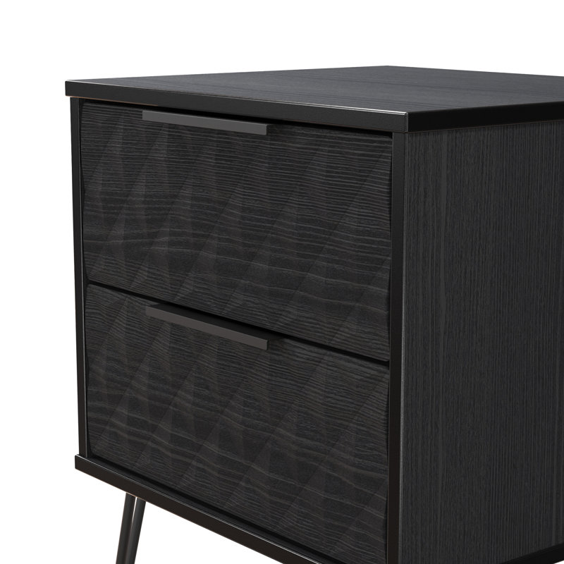 Harlequin 45cm W Manufactured Wood Bedside Table, Black