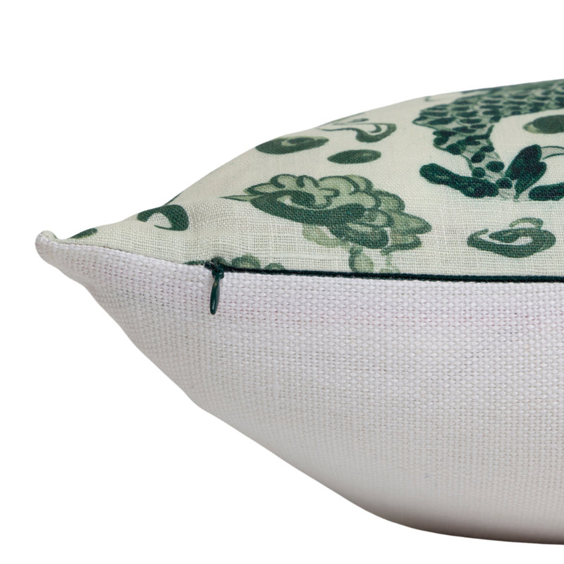 Empress Dragon Self-Flange Accent Pillow, White/Green Oriental