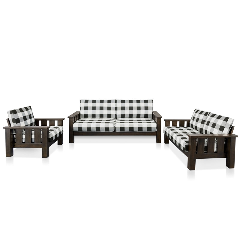 Lynnette Living Room Set, Dark Brown, 3 Pcs: Chair, Loveseat, Sofa