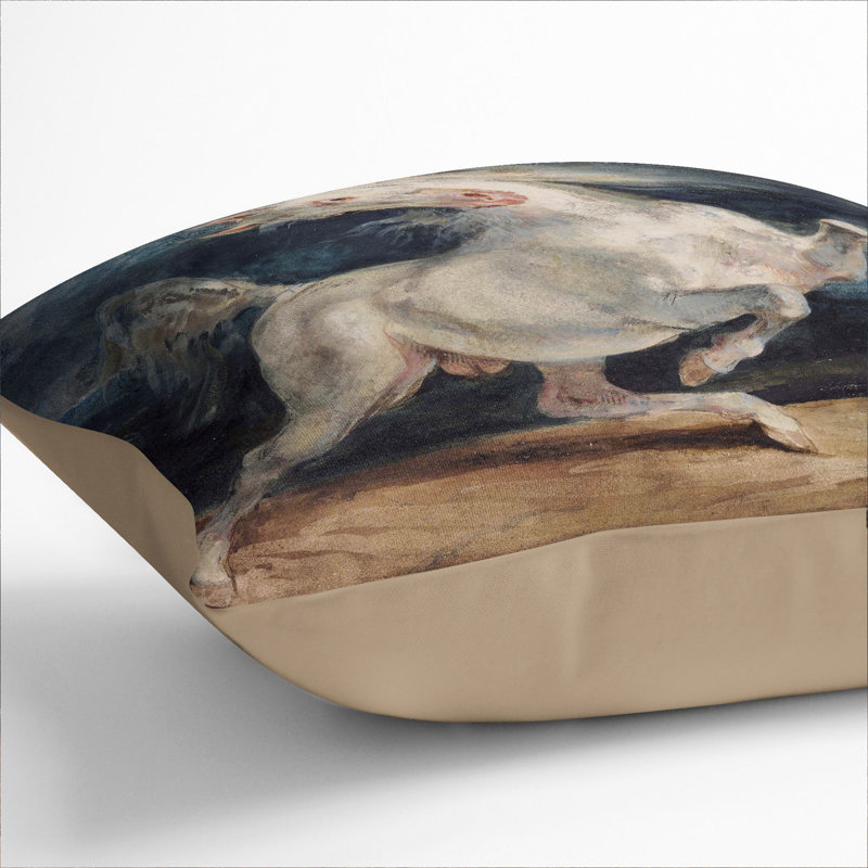 Frightened Horse Square Throw Cushion, 55cm H x 55cm W x 20cm D, Stone