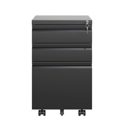3 Drawer File Cabinet With Lock, Metal, Black, Fully Assembled, Ideal For Office Use, Material Metal Versatile Storage Solution, Elegant Design Touch