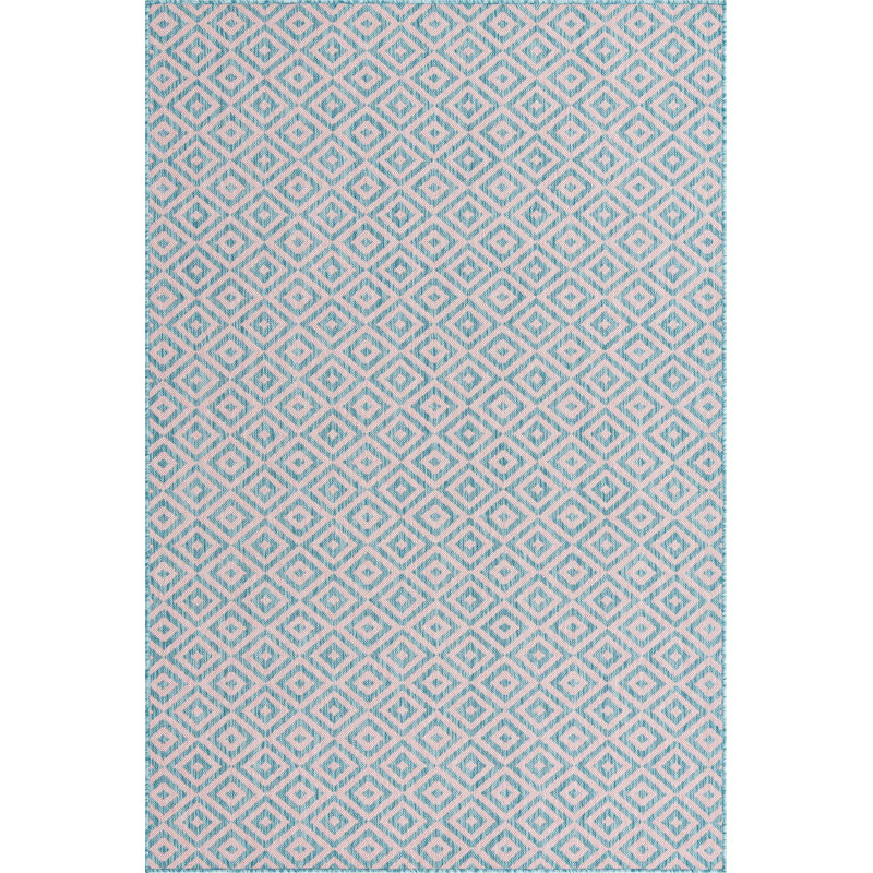 Outdoor Destiny Area Rug Aqua Color, Rectangle 9' x 12'