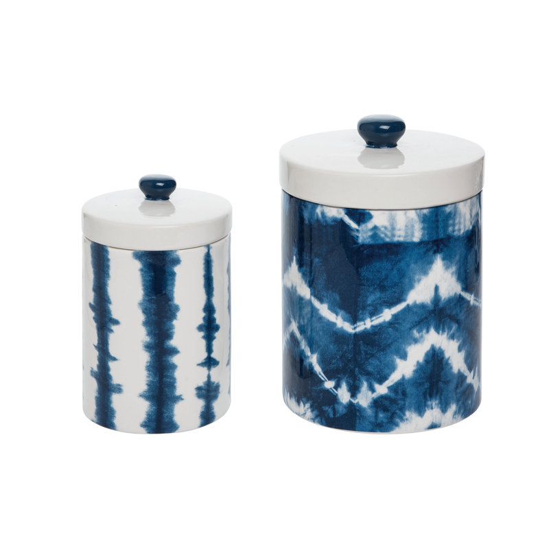  Dolomite 9 in. Multicolor Everyday Shibori Canisters Set of 2