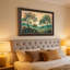«Teal and Orange Stylized Trees on Rolling Hills Landscape», art mural sur toile-132899577