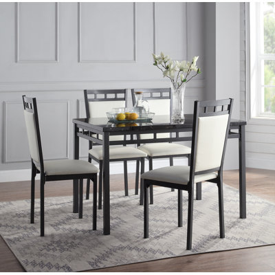 Pavone 4 - Person Faux Marble Top Four Leg Dining Set