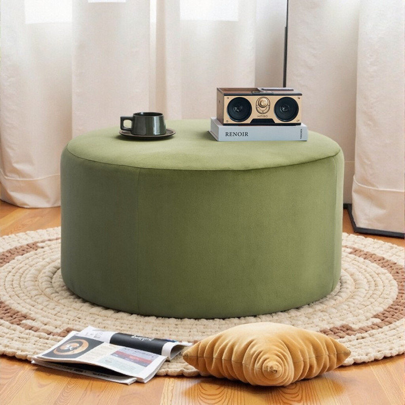 Repose-pieds rond en velours 30 pouces, repose-pieds moelleux avec coussin en mousse, Vert