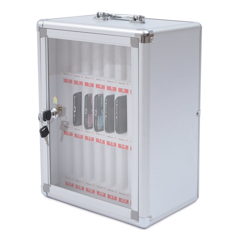 24 Slots Aluminum Alloy Pocket Chart Cell Phones Storage Cabinet for Cell Phones
