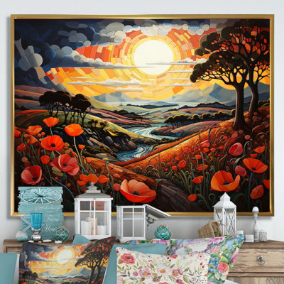 «Countryside Red Poppy Field IV», reproduction d'art sur toile