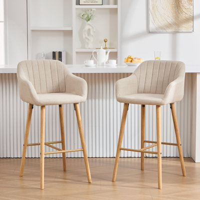Linen Fabric Upholstered Bar Stools