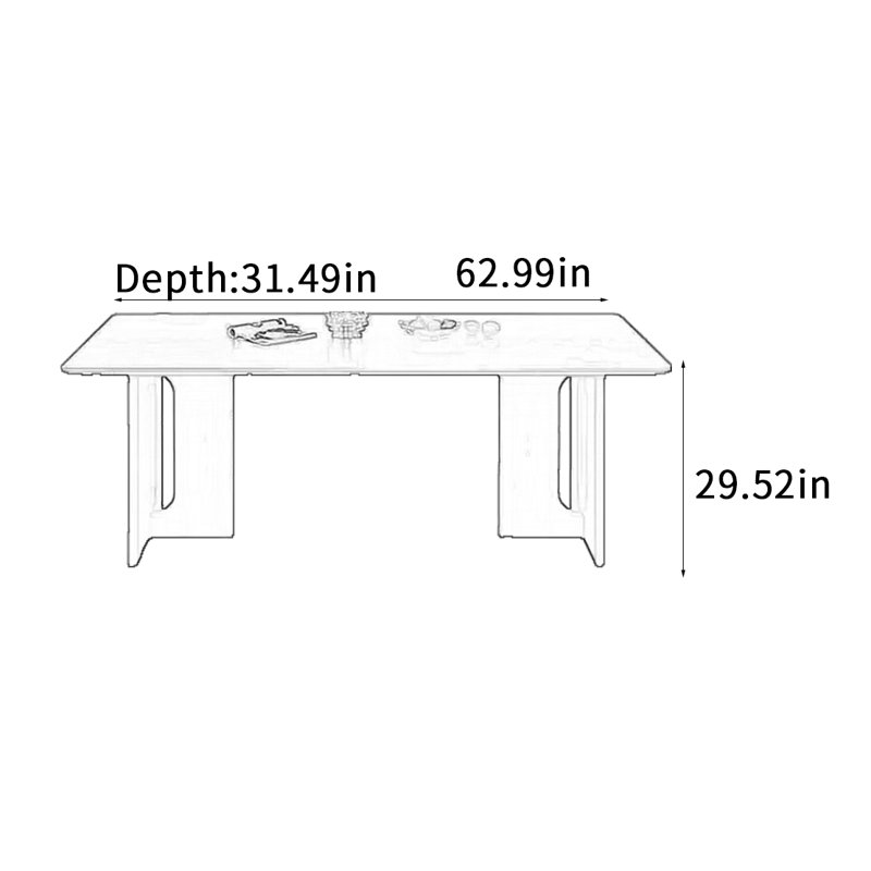 Black Rock Slab Dining Table, 29.52"H x 62.99"L x 31.49"W