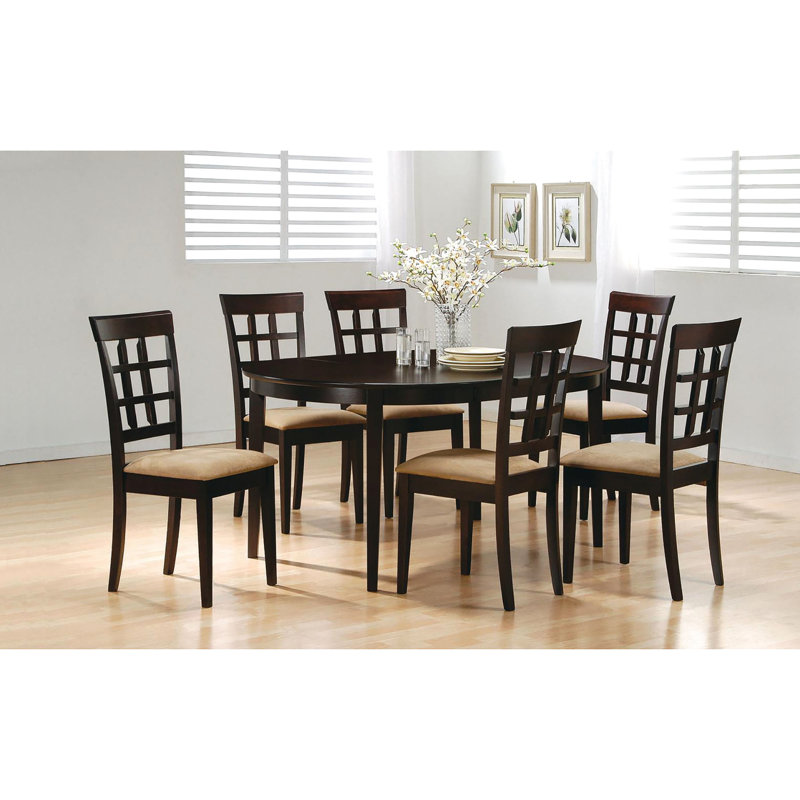 Table de salle à manger avec rallonge, cappuccino, ovale, bois franc asiatique, table ovale à valeur exceptionnelle, teinte cappuccino, rallonge pour 6 personnes